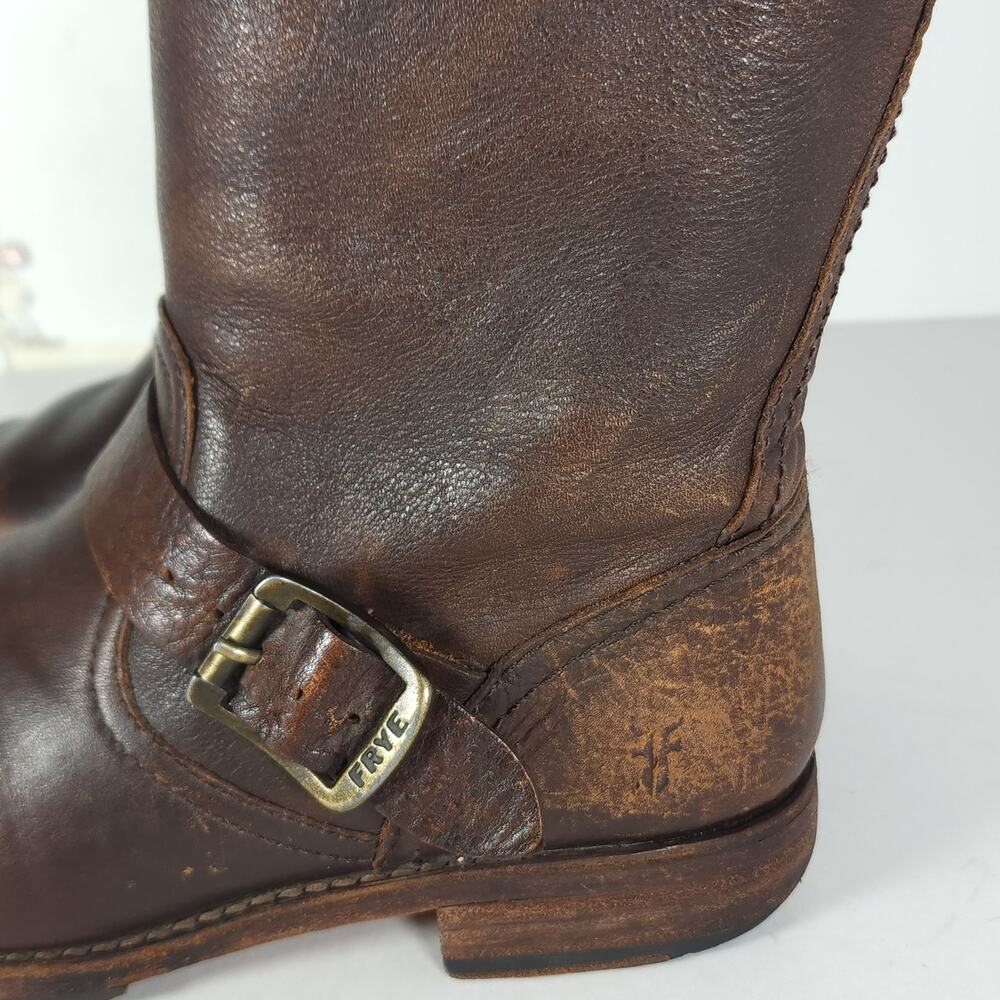 Frye Women's Veronica Slouch US 7,5B Brown Distressed Leather Engineer Boots - Picture 12 of 16